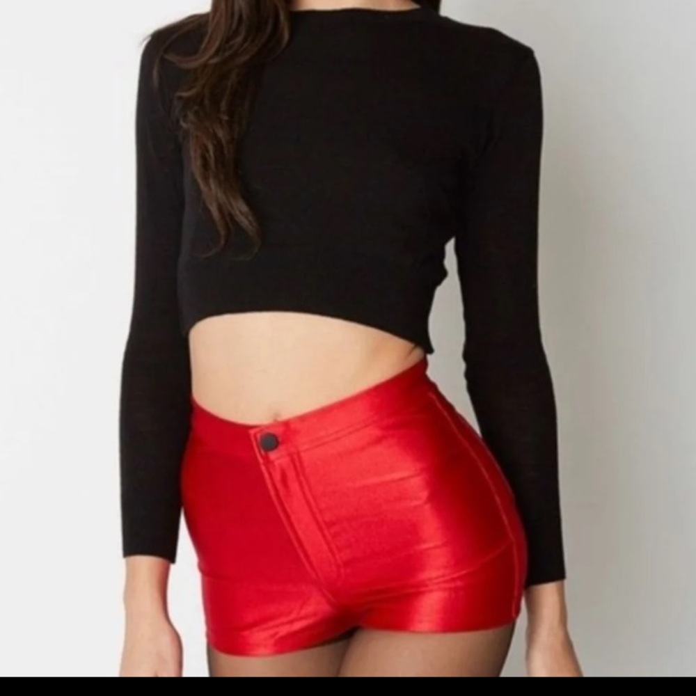 American apparel disco high waist red shorts